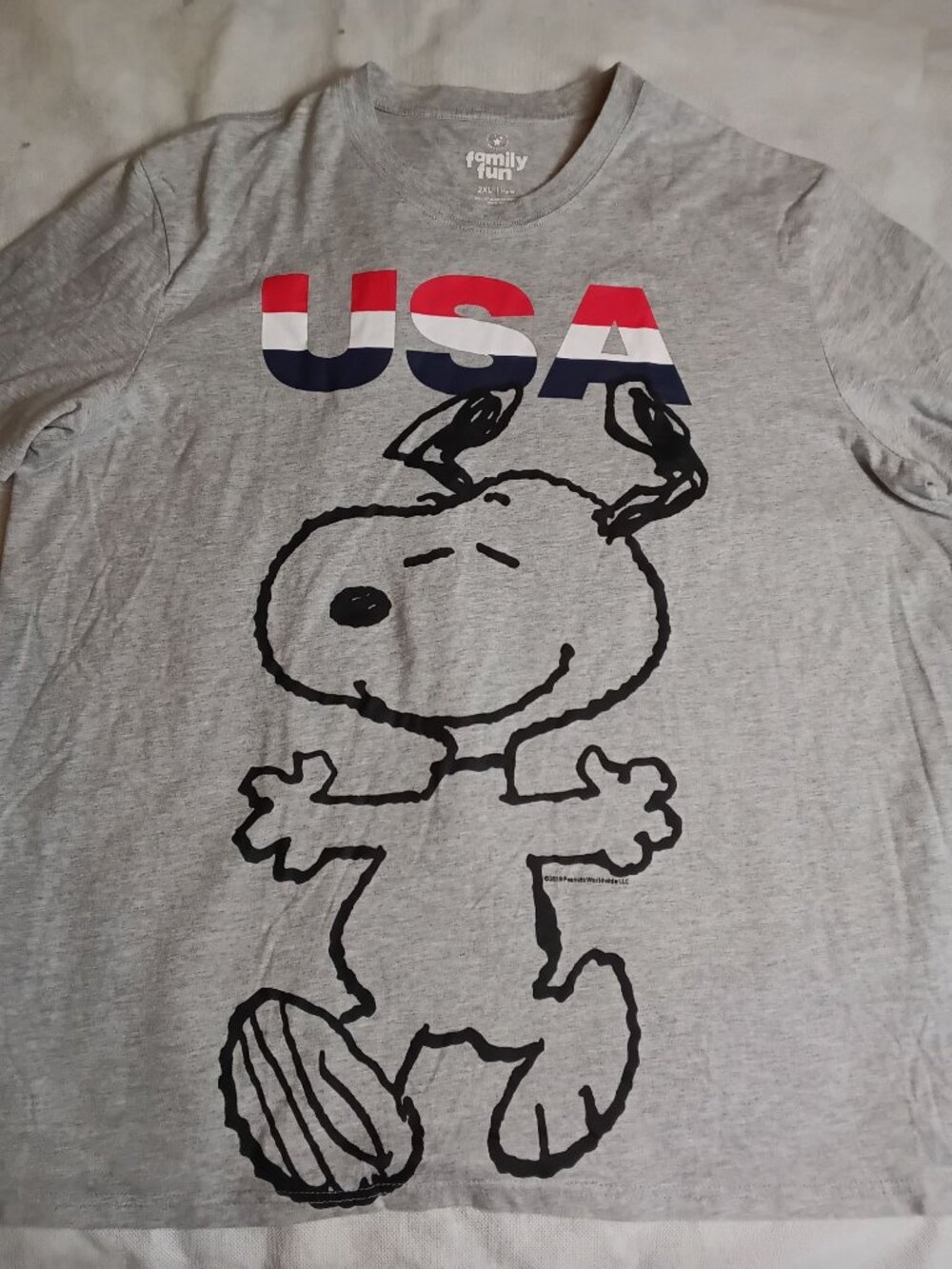 Peanuts Snoopy USA T-Shirt 2XL Cotton Polyester
